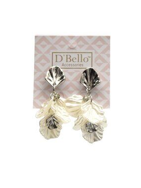 DBello Floral Drop Earrings Silver Cream Petals Lightweight New